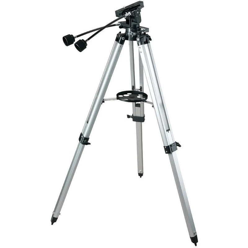 Celestron heavy-duty alt-azimuth tripod mount with sturdy metal legs and adjustable height for telescopes and optical devices.