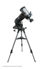 Celestron NexStar Evolution wedge mounted on telescope tripod, used for astrophotography and precise positioning of Celestron telescopes.