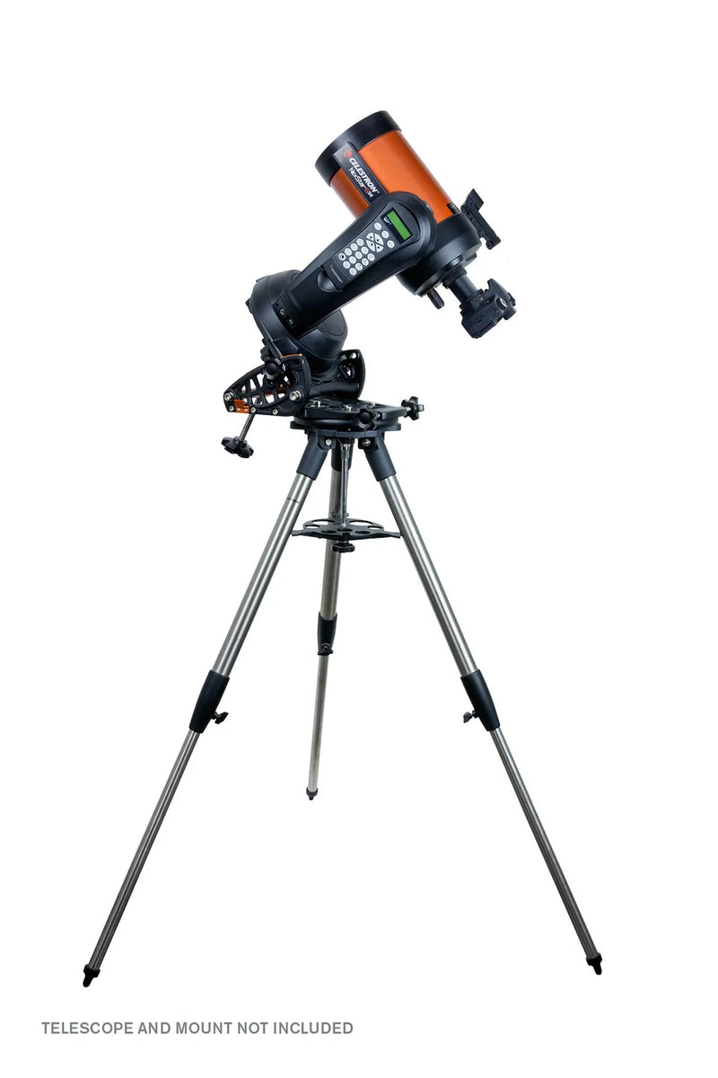 Celestron NexStar Evolution mount wedge for equatorial alignment on telescope tripod, compatible with Origin and SE models.