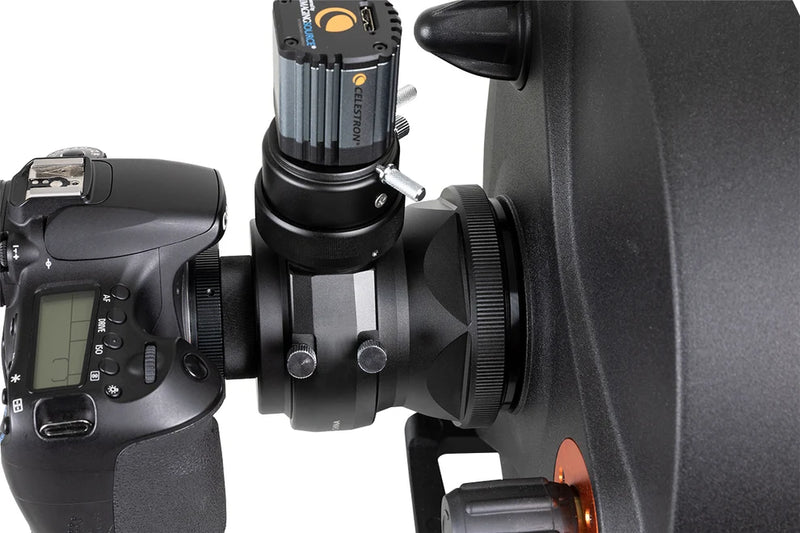 Celestron Large SCT & EdgeHD Adapter V2 for Off-Axis Guider, astrophotography accessory, shown attached to telescope equipment