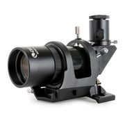 Celestron 9x50 right angle correct image finderscope with non-illuminated optics, designed for telescope navigation and star tracking.