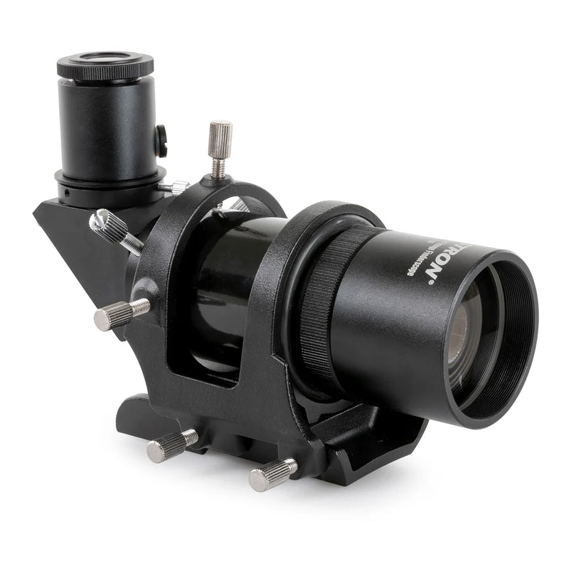 Celestron 9x50 right angle correct image finderscope with non-illuminated optics for telescope navigation and alignment.