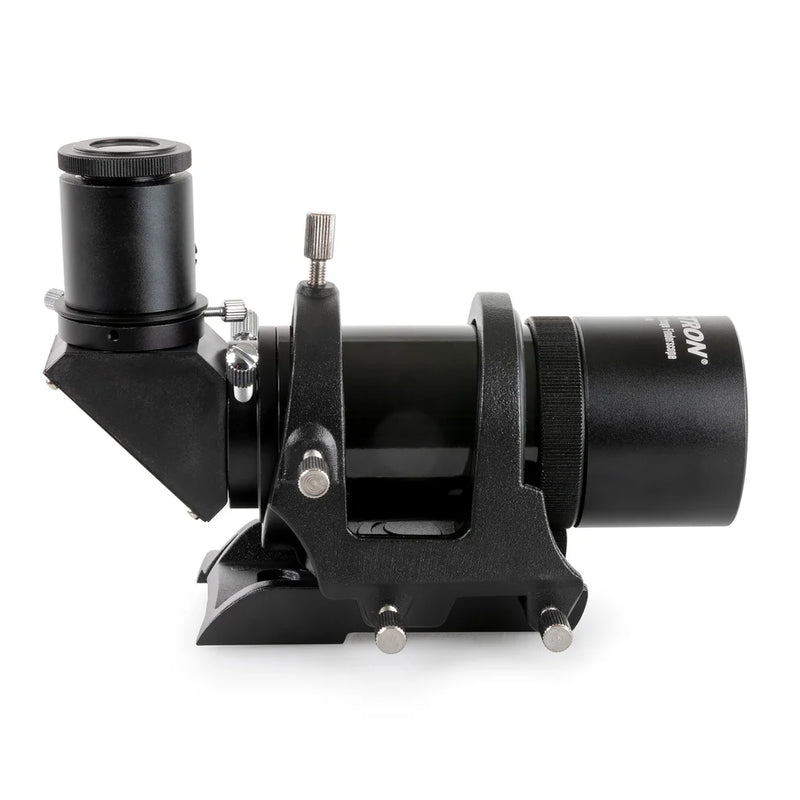 Celestron 9x50 right angle correct image finderscope, non-illuminated, for astronomical telescopes, with detailed lens and mounting hardware