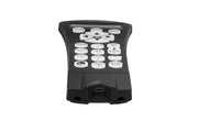 Celestron NexStar+ Hand Control USB for equatorial telescopes, showing buttons and display screen in a close-up shot.