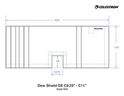 Celestron Deluxe Flexible Dew Shield for 9.25 to 11-inch telescopes, black, curved design, made of flexible material for protection against dew.