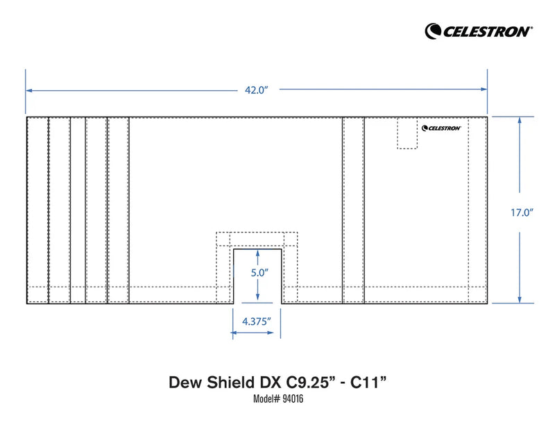 Celestron Deluxe Flexible Dew Shield for 9.25 to 11-inch telescopes, black, curved design, made of flexible material for protection against dew.