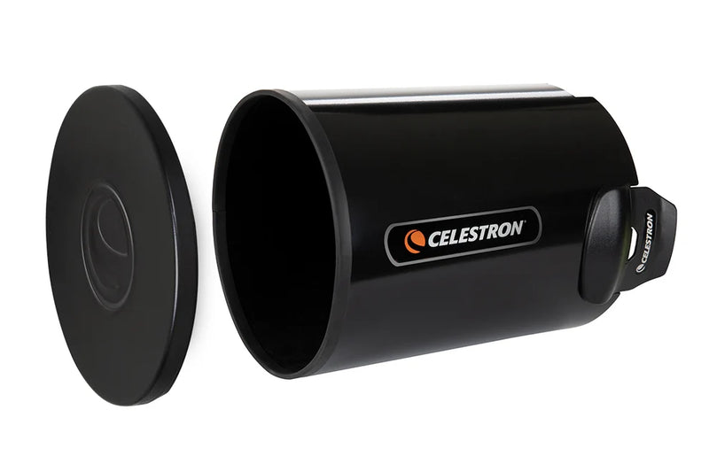 Celestron 6-inch aluminum dew shield with cover cap, accessory for telescope protection and dew prevention.