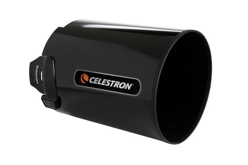 Celestron aluminum dew shield and cap for 8-inch telescope, accessory to protect optics from dew and dust.