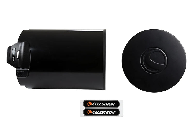 Celestron 8-inch aluminum dew shield with cover cap for telescope accessories, designed to prevent dew formation during stargazing.