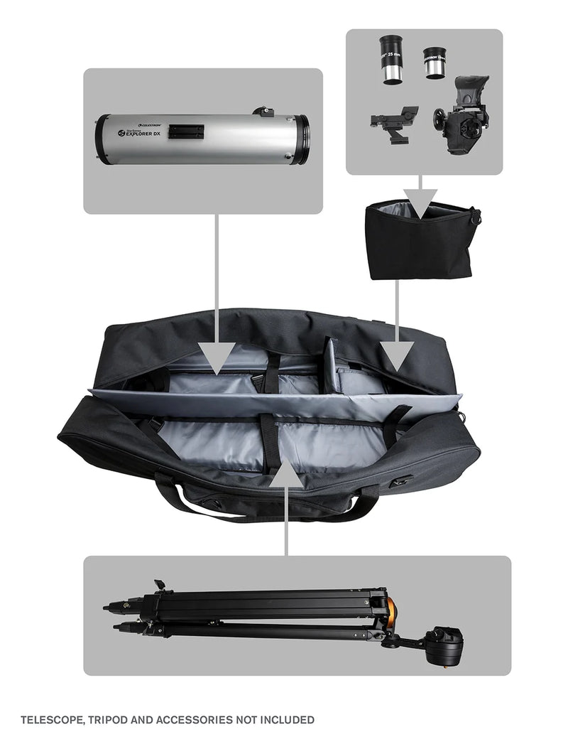 Celestron small/medium telescope soft case, 40-inch protective bag for telescope accessories and transport.