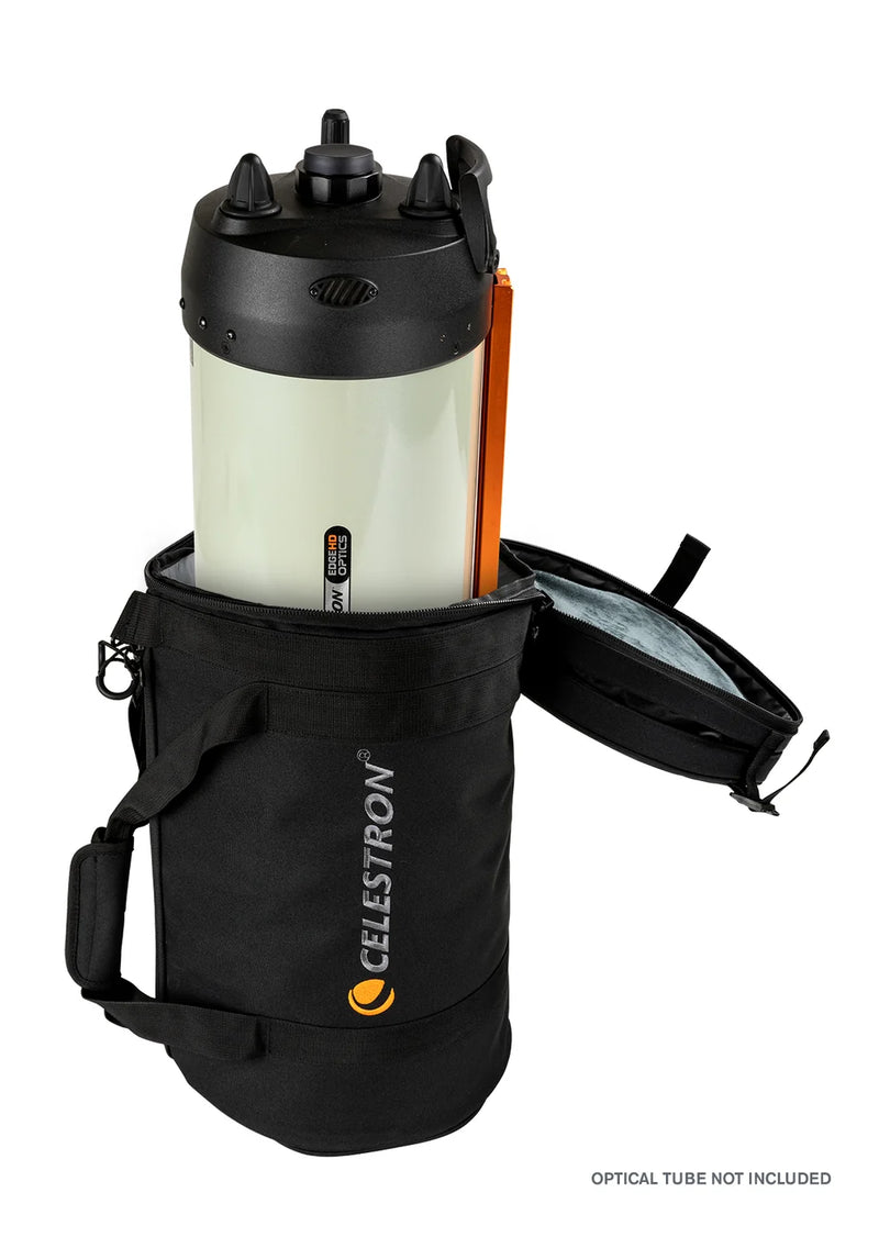 Celestron padded soft case for 8-inch OTAs telescope, black protective storage bag with zipper closure and carrying handle.