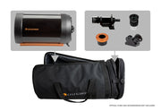 Celestron padded soft case for 11-inch OTAs telescope, black protective bag with zipper for accessories storage.