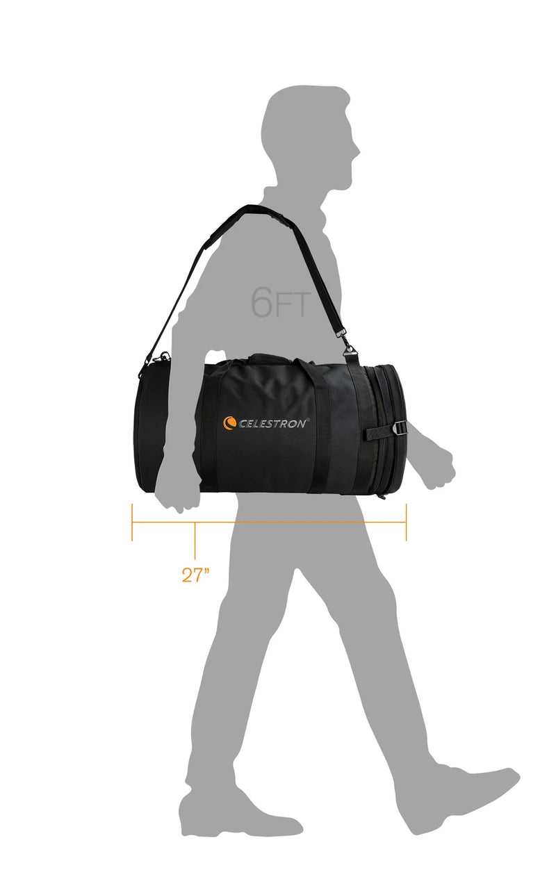 Celestron padded soft case for 11-inch OTAs telescope, black protective storage bag with zipper for accessories and transportation.