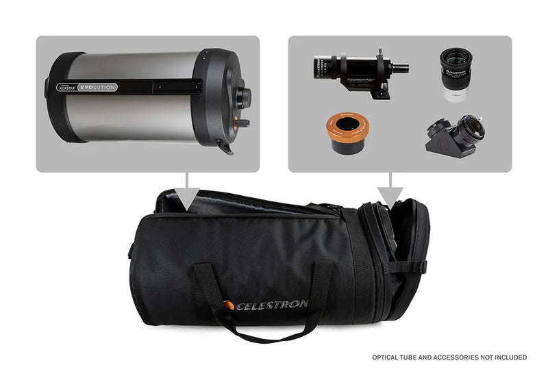 Celestron padded soft case for 9.25-inch optical tube assembly telescope, made of durable material with zipper closure.