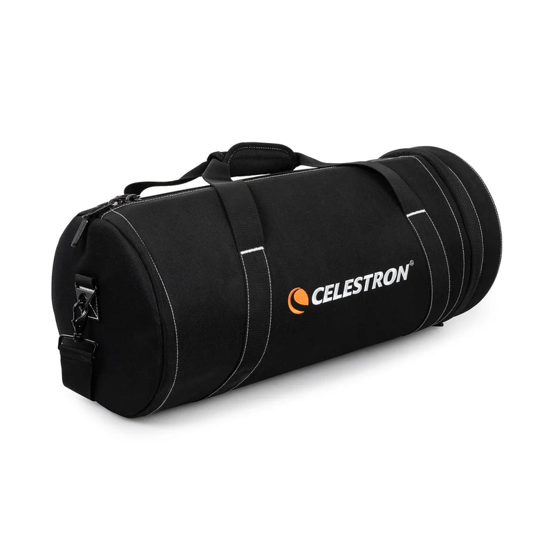 Celestron padded soft case for 6-inch RASA telescope, adjustable shoulder strap, and protective interior for transportation.
