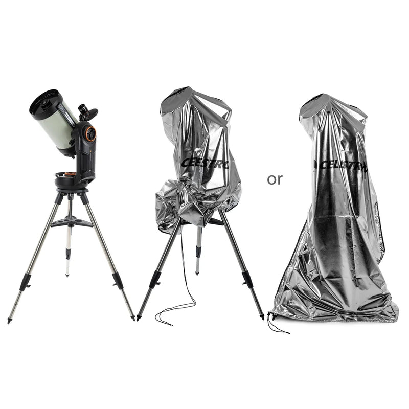Celestron weatherproof telescope cover protecting telescope from dust and weather, made of durable material, fits Celestron accessories.
