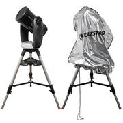 Celestron weatherproof telescope cover protecting a telescope, made of durable material to shield against weather elements.