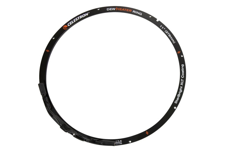 Celestron 11-inch dew heater ring for telescope accessories, with wiring and control components visible in the image.