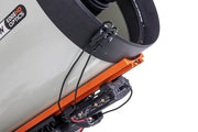 Celestron 14-inch dew heater ring attached to telescope, designed to prevent dew buildup during astronomical observations.