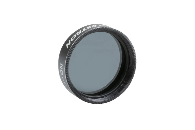 Celestron 1.25-inch neutral density filter for astronomy accessories, designed to reduce light for better telescope viewing.