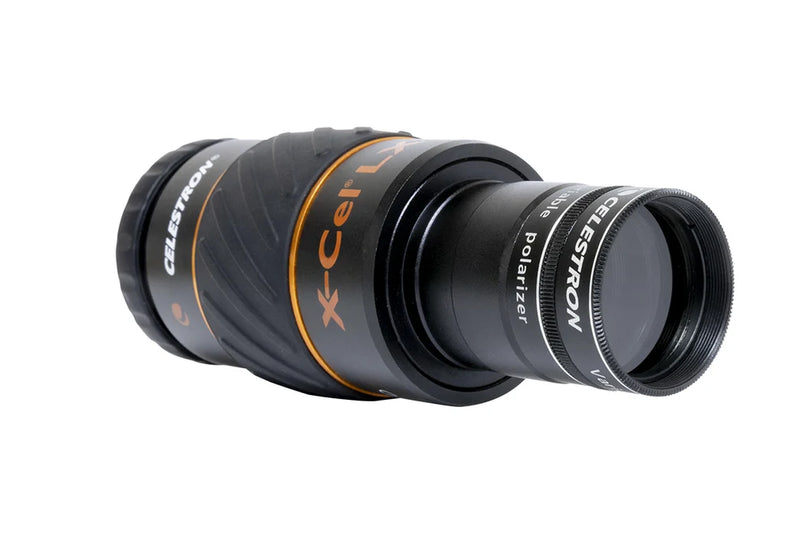 Celestron 1.25-inch variable polarizer filter for telescopes, enhances contrast and reduces glare during astronomical observations.