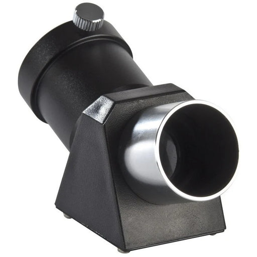 Celestron 1.25-inch erect image 45° diagonal for telescopes, showing the optical component with black metal casing and connection fittings.