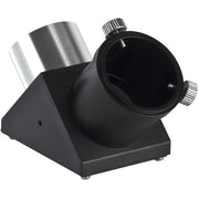 Celestron 1.25-inch star diagonal accessory showing the angled mirror and connection fitting for telescope eyepieces.