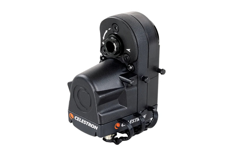 Celestron Focus Motor for SCT and EdgeHD telescopes, accessory with motorized focusing mechanism, black and compact design.