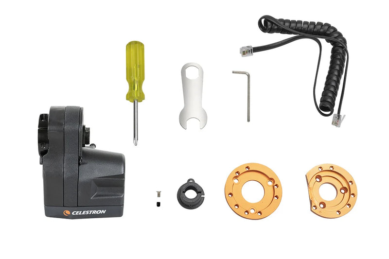 Celestron Focus Motor for SCT and EdgeHD telescopes, accessory for precise focus adjustment with Celestron astronomy equipment.