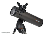 Celestron EclipSmart Solar Filter attached to a PowerSeeker 127EQ telescope, designed for safe solar viewing.