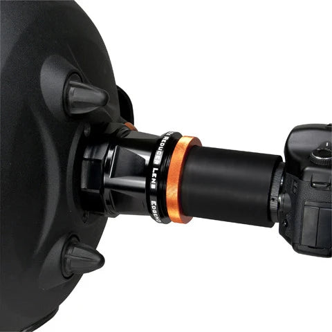 Celestron .7x Reducer Lens for EdgeHD 1100 telescope, side view showing optical elements and mounting hardware.