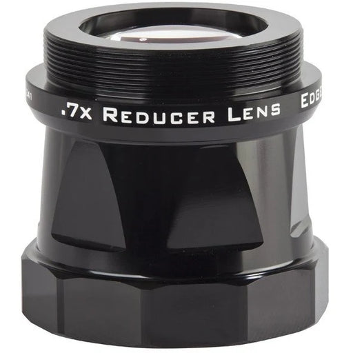 Celestron EdgeHD 1100 reducer lens .7x for telescope accessories, showing the compact lens with mounting hardware.