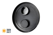 Celestron EclipSmart Solar Filter for AstroMaster 130EQ telescope, black filter with Celestron branding and adjustable mounting hardware
