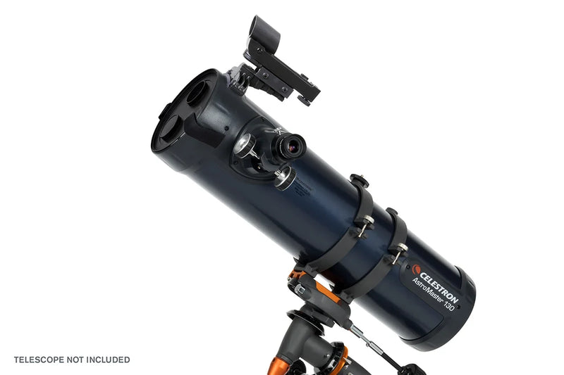 Celestron EclipSmart Solar Filter attached to AstroMaster 130EQ telescope for safe solar viewing.