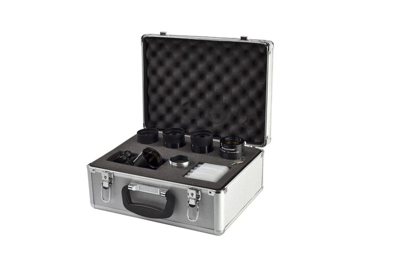 Celestron 2-inch eyepiece and filter kit with multiple eyepieces and filters for astronomical telescopes and stargazing.