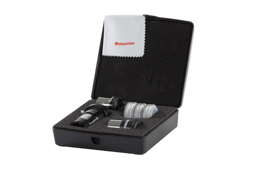 Celestron AstroMaster Accessory Kit including eyepieces, filters, and adapters for telescope accessories and astronomy enhancement.