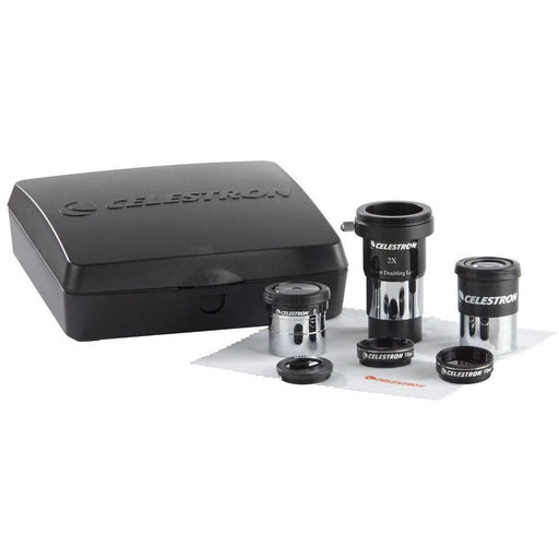 Celestron AstroMaster accessory kit including eyepieces and filters for telescope enhancement.