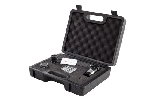 Celestron 1.25-inch Observer's Accessory Kit with eyepieces, filters, and tools for telescope viewing enhancement.