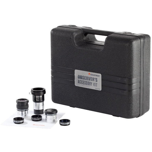 Celestron 1.25-inch Observers Accessory Kit with eyepieces, filters, and tools for telescope observation enhancement