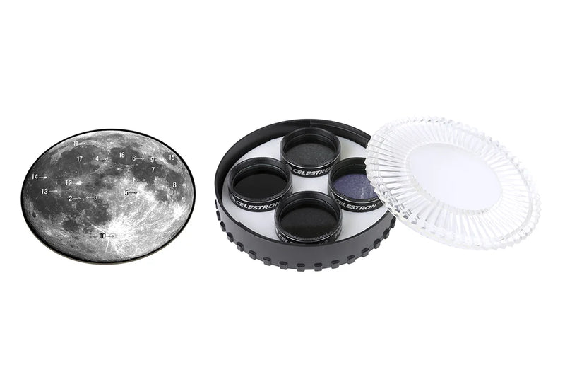Celestron Moon filter set in 1.25-inch size, accessory kit for telescopes, featuring filters for enhanced lunar viewing.