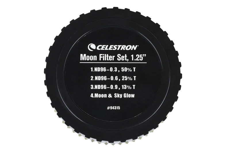 Celestron Moon filter set in 1.25-inch size with multiple filters for enhancing lunar viewing and astrophotography.