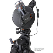 Celestron CGX-L computerized mount with cable management ports and tripod, showing auxiliary port area and organized wiring.