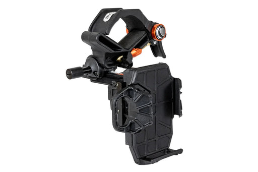 Celestron NexYZ 3-Axis Smartphone Adapter for telescopes, featuring adjustable mounts and secure smartphone attachment.