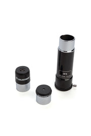 Celestron PowerSeeker 80AZ short refractor telescope with black and silver design, mounted on tripod for astrophotography and stargazing.
