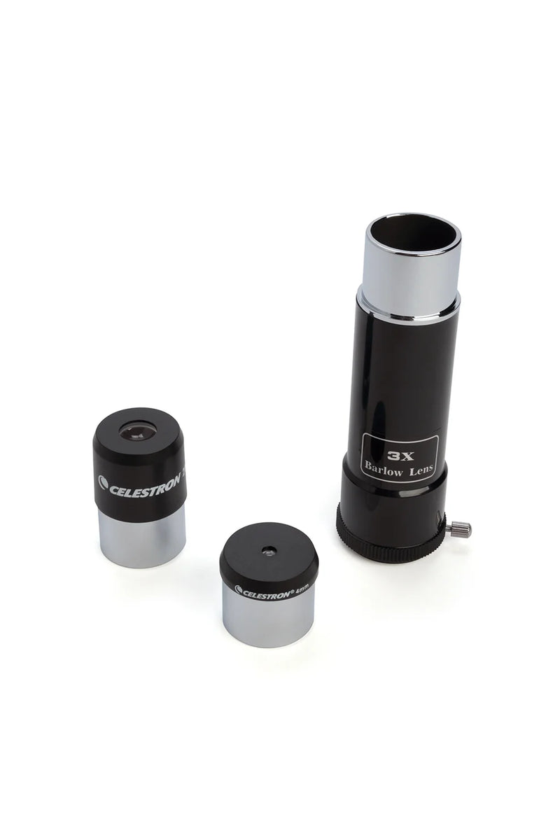 Celestron PowerSeeker 80AZ short refractor telescope with black and silver design, mounted on tripod for astrophotography and stargazing.