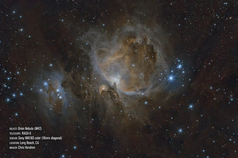 Celestron RASA 6-inch Rowe-Ackermann Schmidt Astrograph OTA with astrophotography of M42 nebula using IMX183C camera